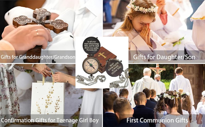 World Mart Baptism Gifts for Boys - Engraved Working Handmade Compass with Scripture - Religious, Christian, Catholic, Christening, First Communion, Confirmation Gifts for Teenage Boys and Men - Image 3